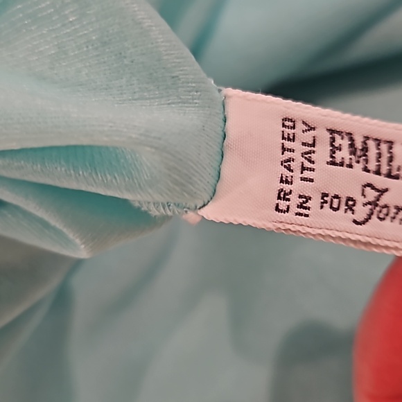 Emilio Pucci X Formfit Rogers Turquoise V Neck Top - Picture 3 of 4